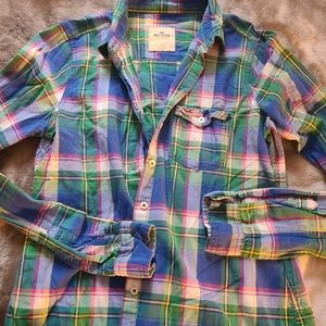 Womens Hollister plaid button up, size small